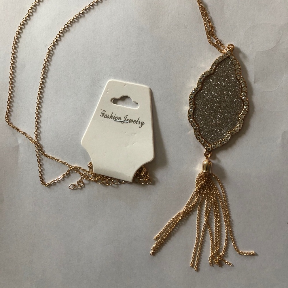 Long, sparkly necklace